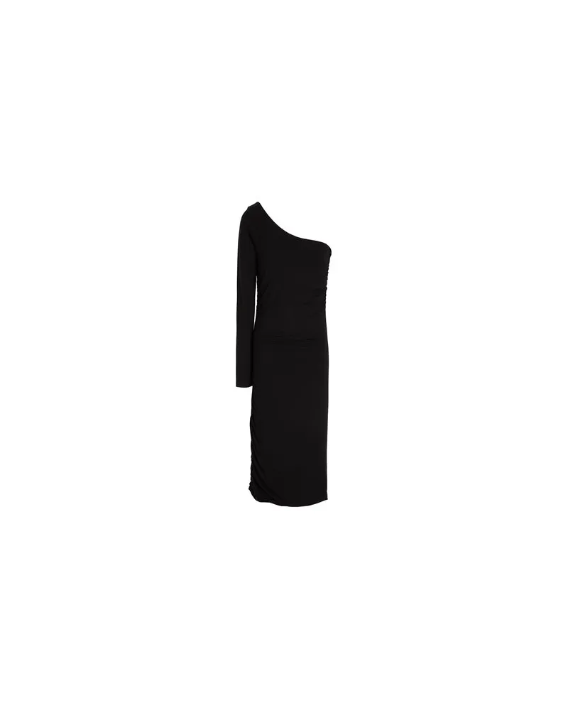 8 by Yoox VISCOSE ONE-SHOULDER GATHERED MAXI DRESS  - KLEIDER - Midi-Kleiderauf YOOX.COM Schwarz