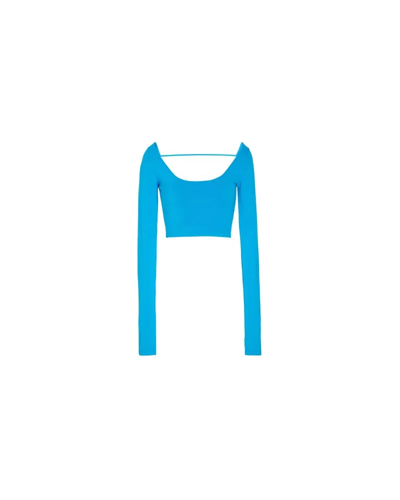 8 by Yoox VISCOSE BLEND KNIT CROP TOP  - TOPS - Topsauf YOOX.COM Azurblau