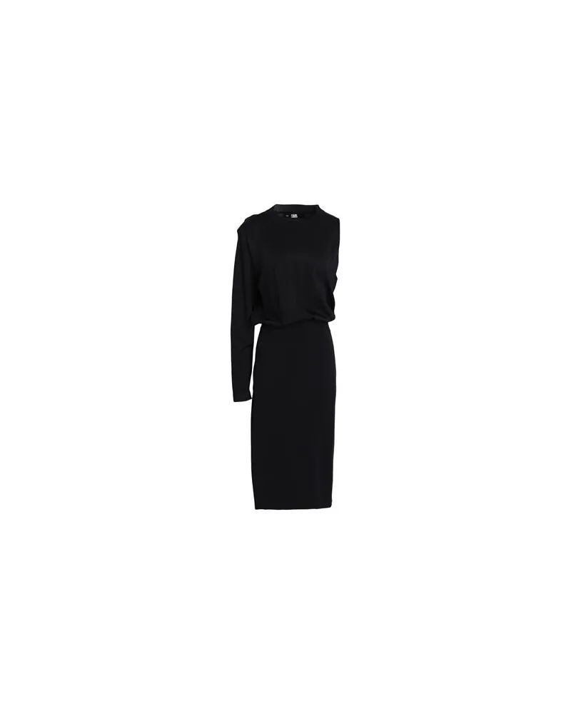 Karl Lagerfeld ASYMMETRIC KNIT DRESS  - KLEIDER - Midi-Kleiderauf YOOX.COM Schwarz