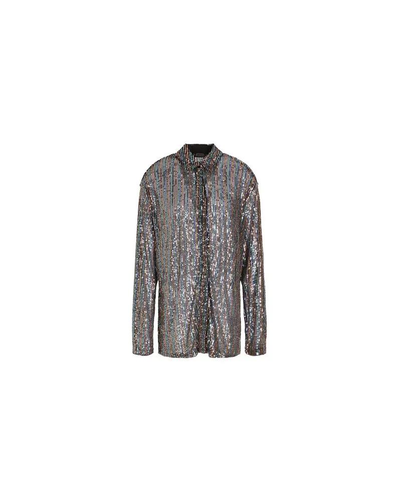 8 by Yoox STRIPED SEQUIN SHIRT  - TOPS - Hemdenauf YOOX.COM Schwarz