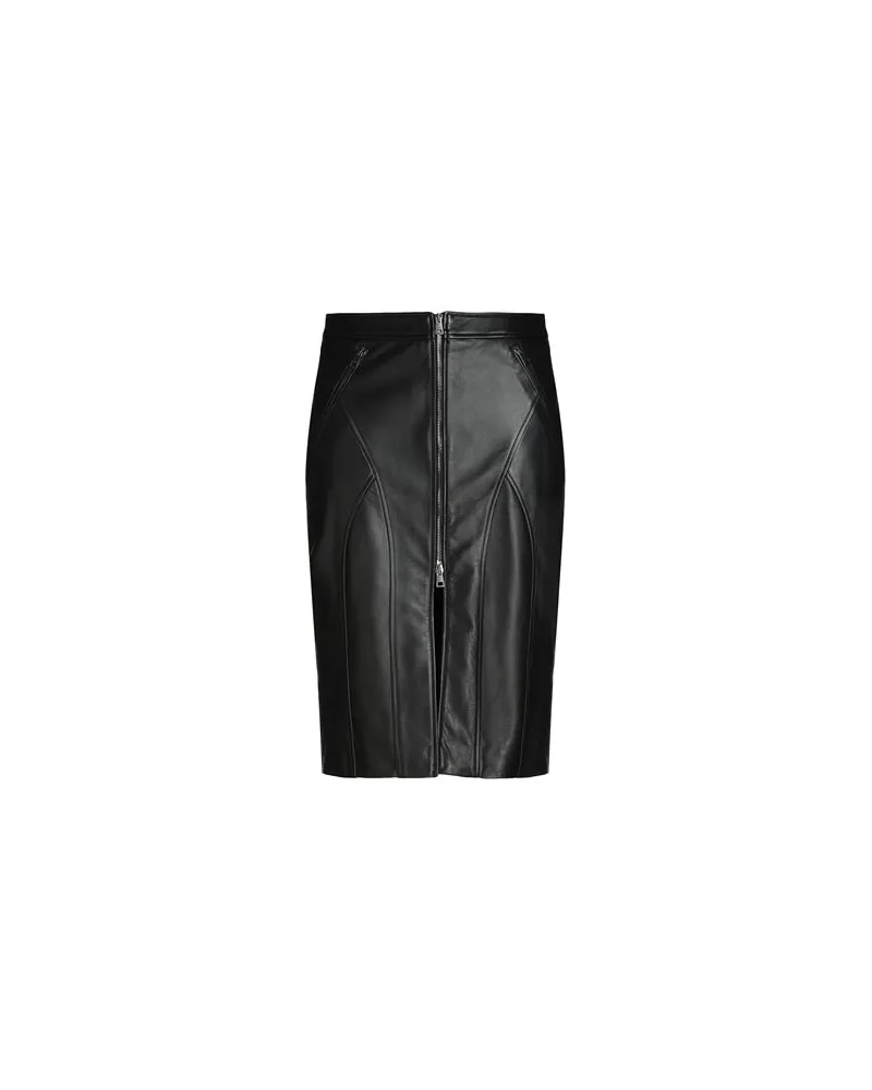 8 by Yoox FRONT ZIP-FASTENING LEATHER MIDI SKIRT - HOSEN & RÖCKE - Midi-Röckeauf YOOX.COM Schwarz