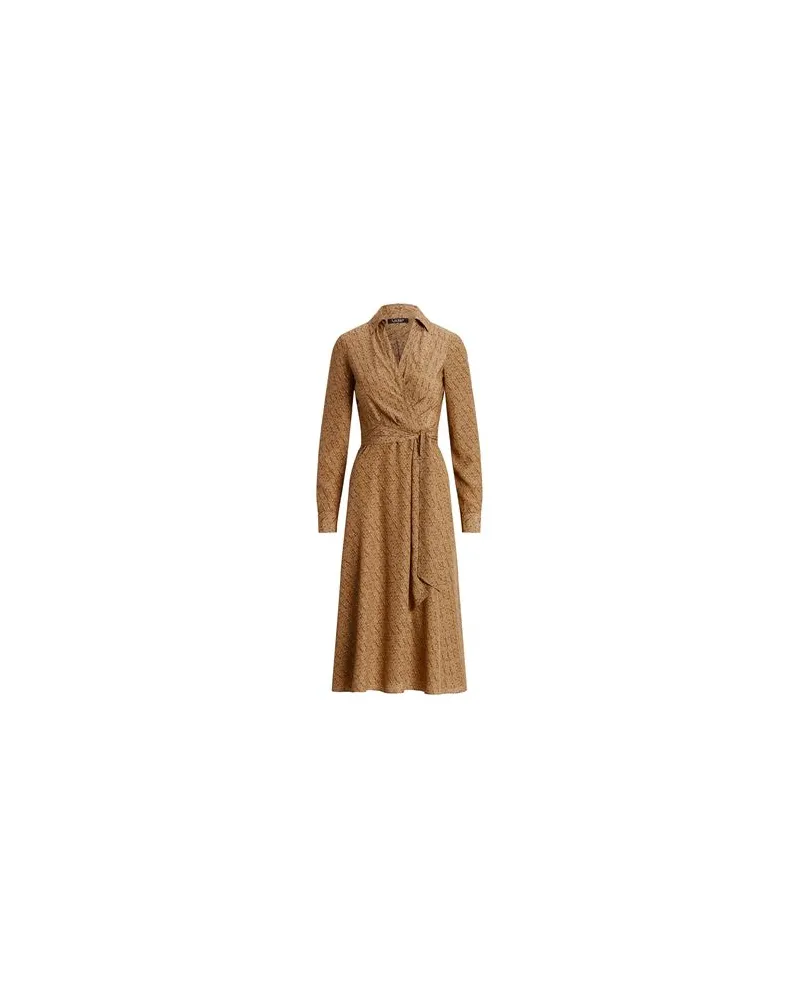 Ralph Lauren PRINT SURPLICE CREPE MIDI DRESS  - KLEIDER - Midi-Kleiderauf YOOX.COM Hellbraun