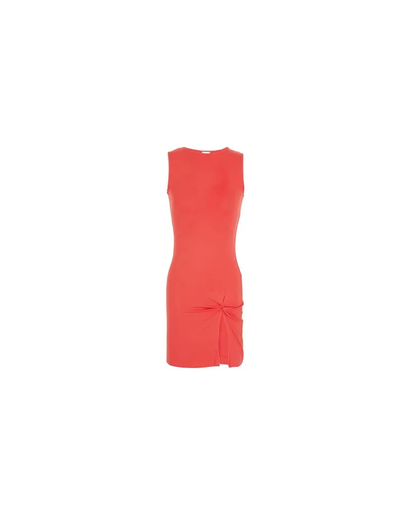 8 by Yoox JERSEY SLEEVELESS FRONT RUCHED SLIT MINI DRESS  - KLEIDER - Mini-Kleiderauf YOOX.COM Koralle