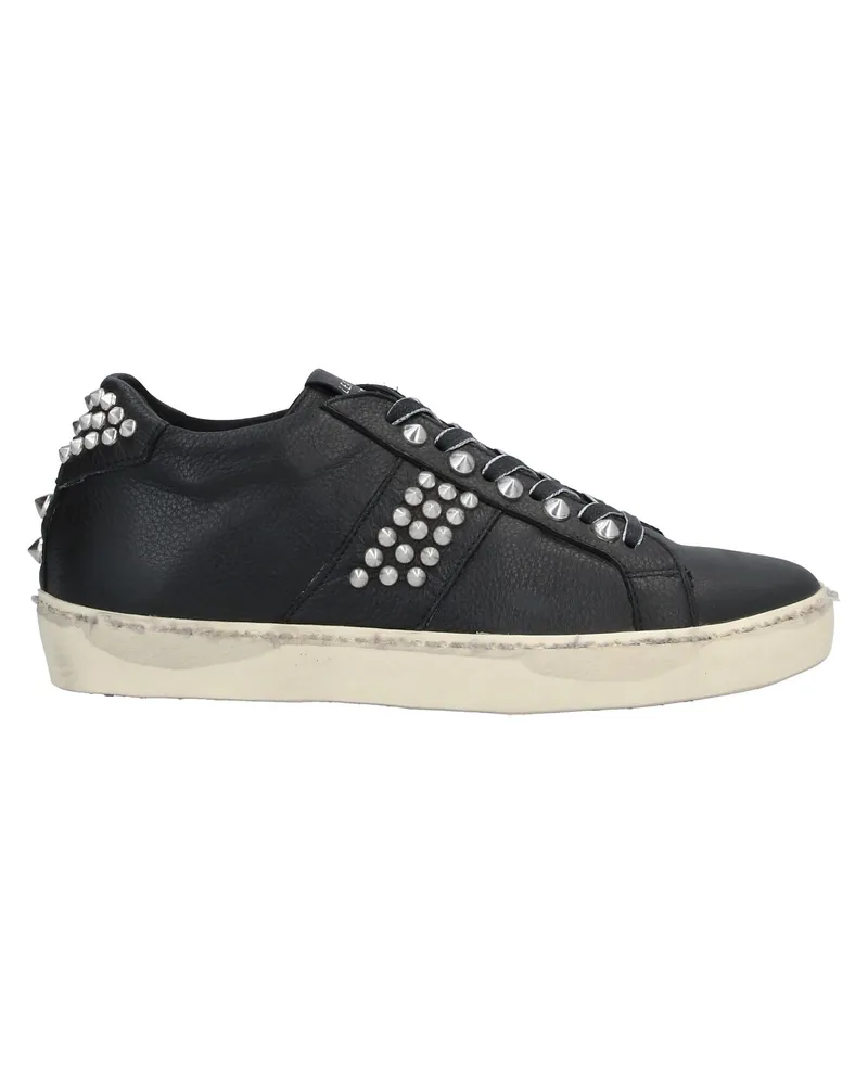 Leather Crown Sneakers Schwarz