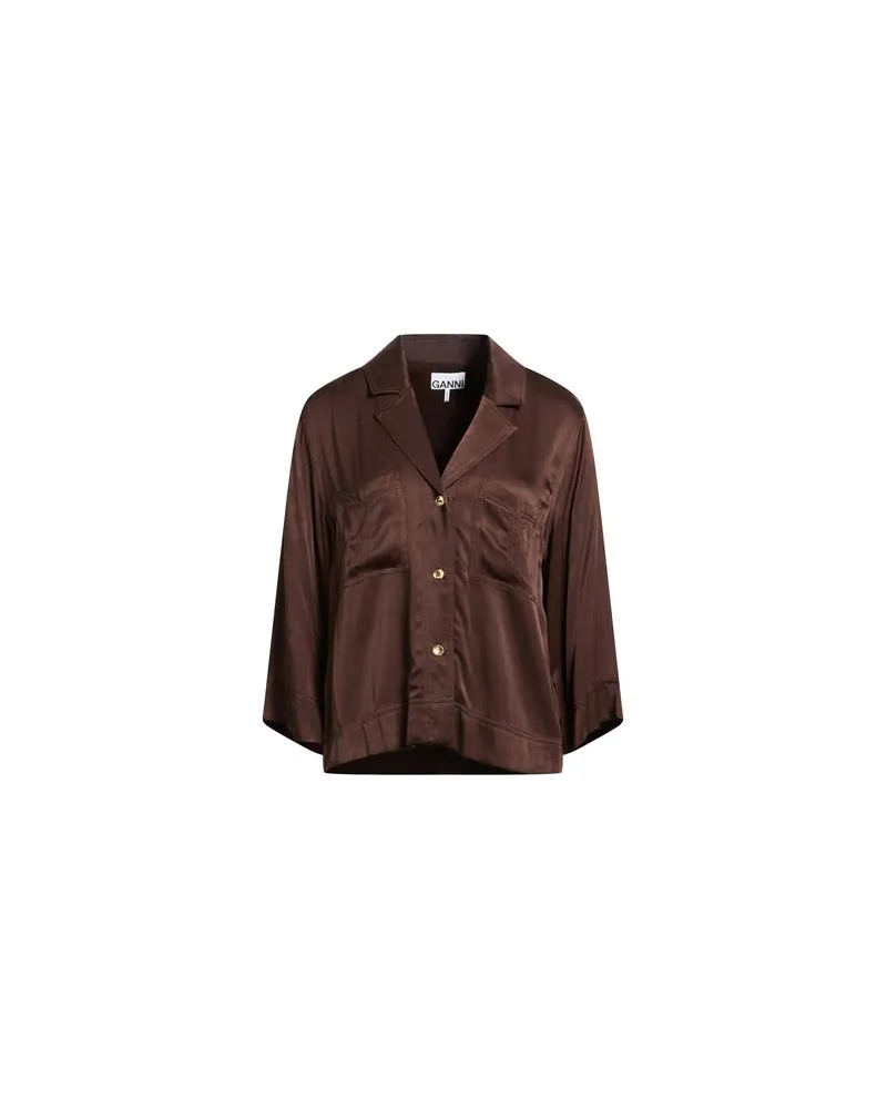Ganni TOPS - Hemdenauf YOOX.COM Schokobraun