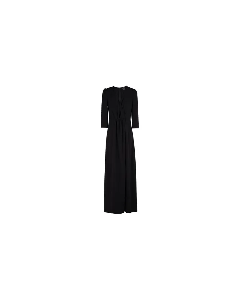 8 by Yoox CRÊPE V-NECK LONG DRESS - KLEIDER - Maxi-Kleiderauf YOOX.COM Schwarz