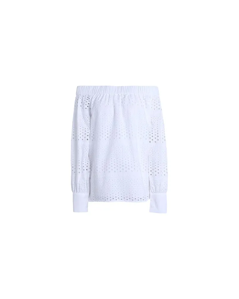 Karl Lagerfeld BRODERIE ANGLAISE TOP - TOPS - Topsauf YOOX.COM Weiß
