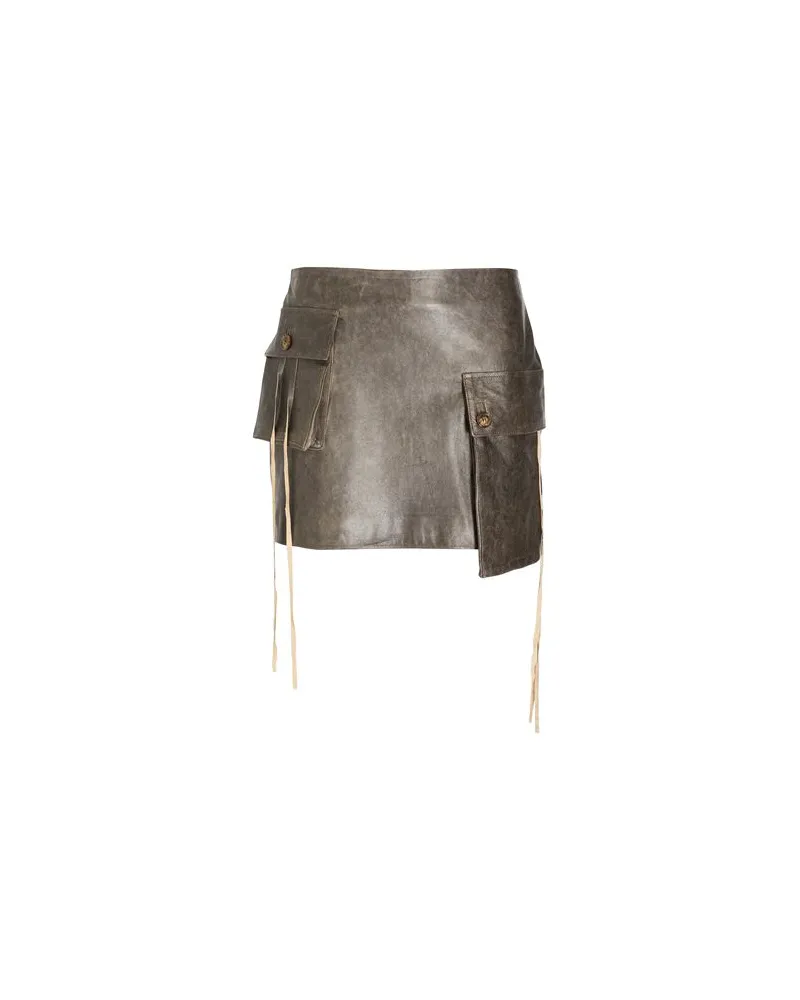 8 by Yoox WASHED-EFFECT LEATHER MINI SKIRT W/ CARGO POCKETS  - HOSEN & RÖCKE - Miniröckeauf YOOX.COM Blei