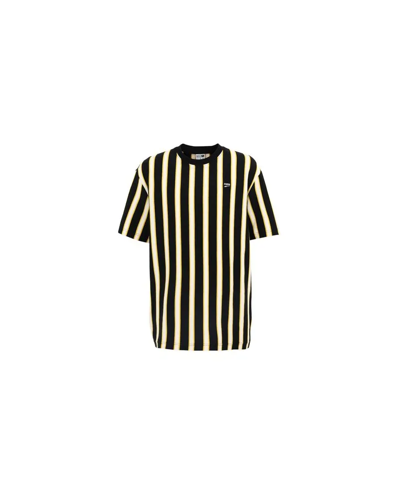 Puma DOWNTOWN STRIPE TEE  - TOPS - T-shirtsauf YOOX.COM Schwarz