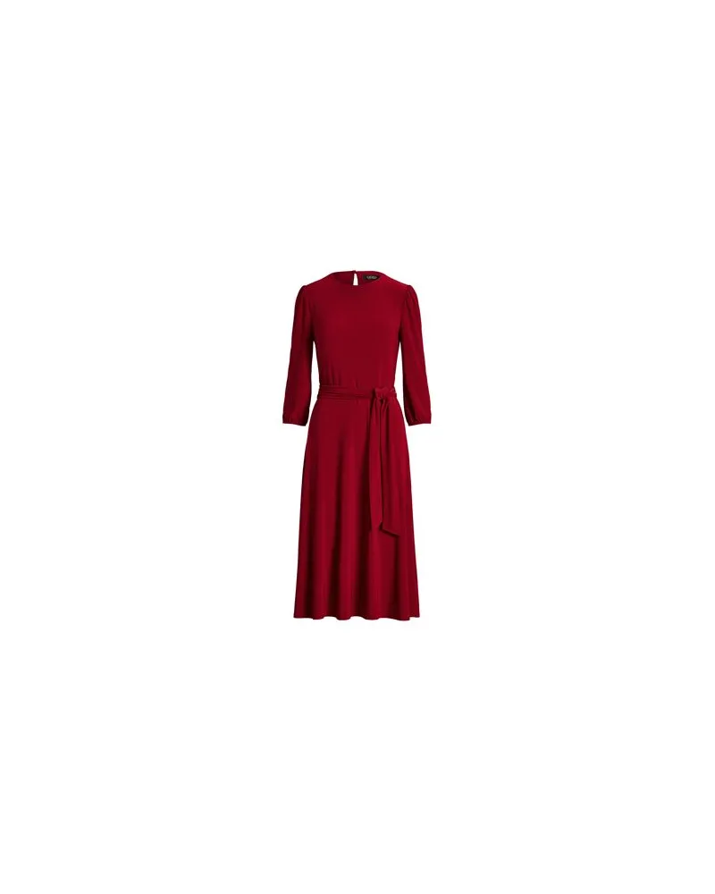 Ralph Lauren BELTED JERSEY DRESS  - KLEIDER - Midi-Kleiderauf YOOX.COM Bordeaux