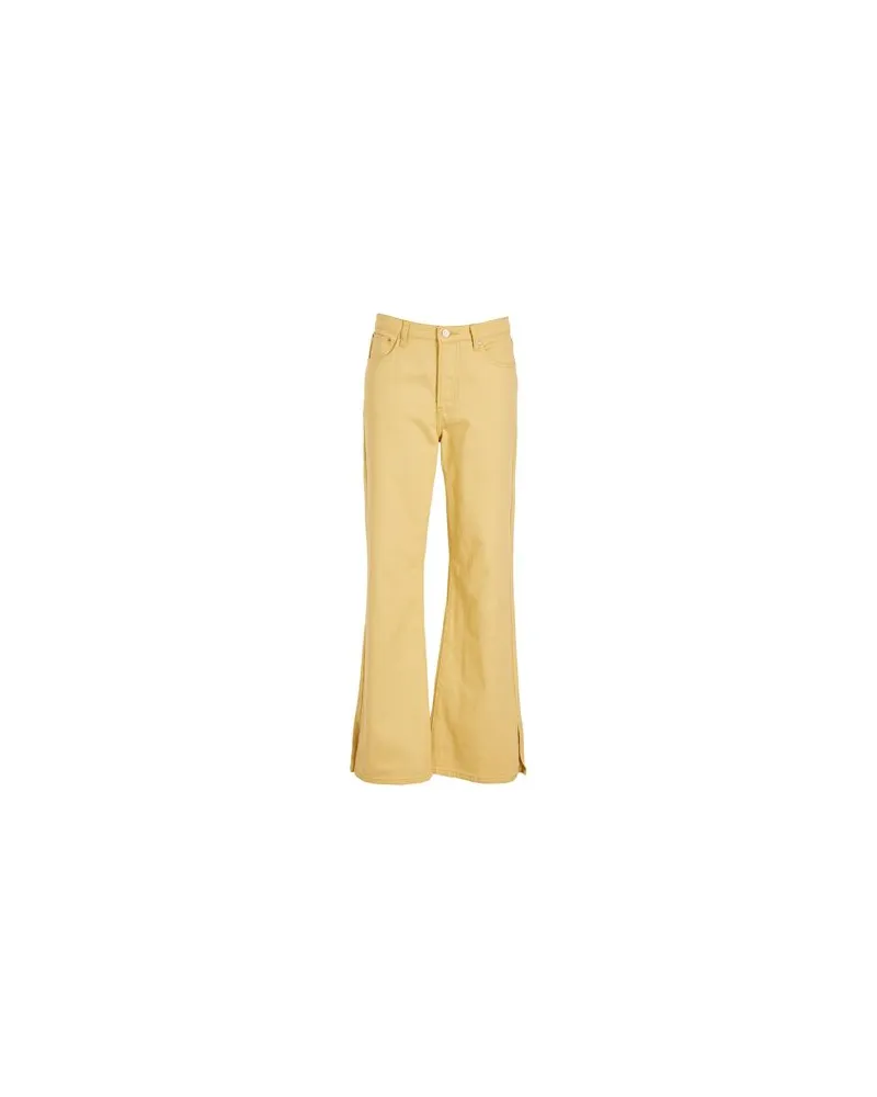 8 by Yoox ORGANIC COTTON DENIM SPLIT HEM STRAIGHT-LEG JEANS  - HOSEN & RÖCKE - Jeanshosenauf YOOX.COM Pastellgelb
