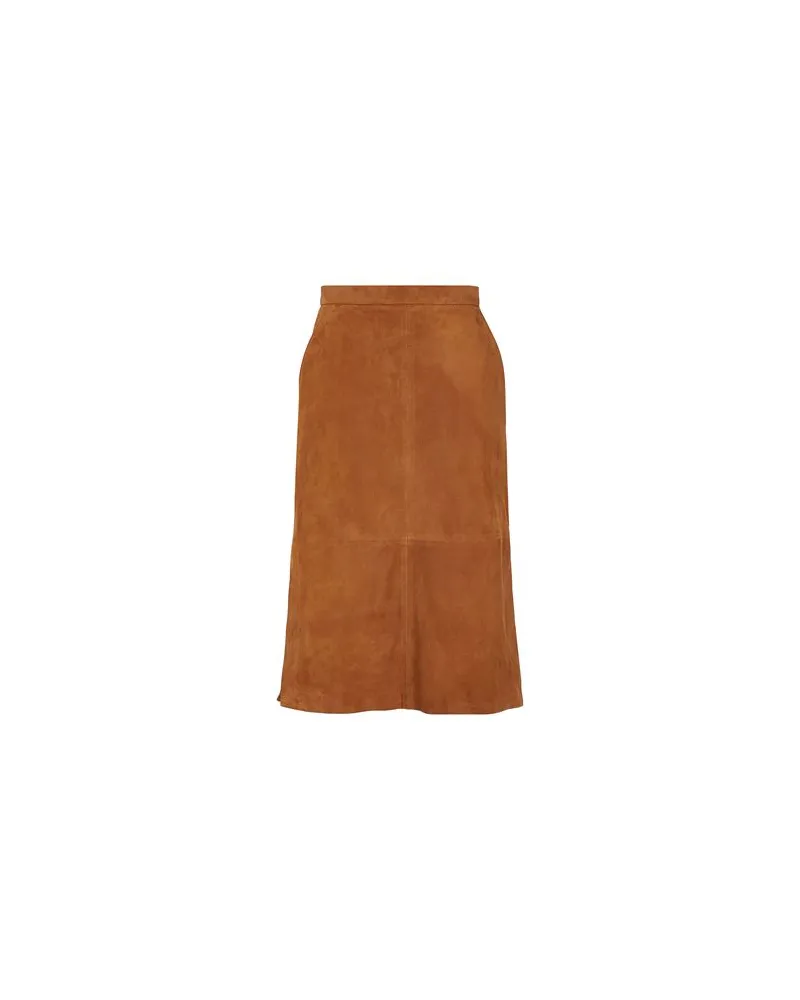 8 by Yoox SUEDE LEATHER SIDE-SLIT MIDI SKIRT  - HOSEN & RÖCKE - Midi-Röckeauf YOOX.COM Braun