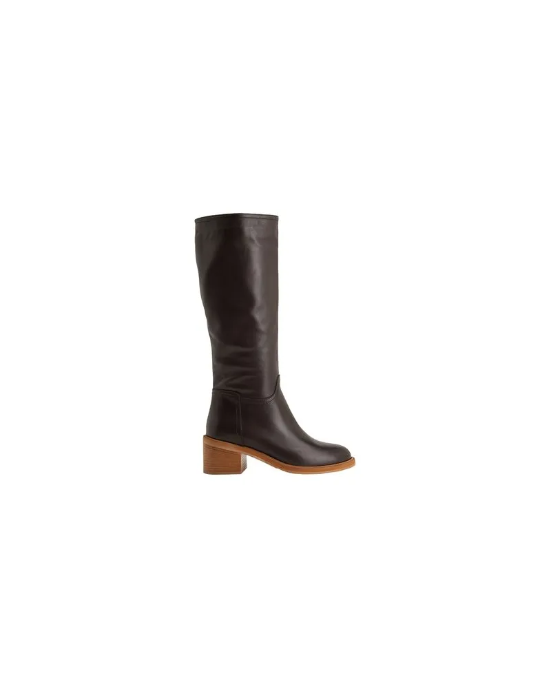 8 by Yoox SPLITLEATHER ROUND-TOE HIGH BOOT  - SCHUHE - Stiefelauf YOOX.COM Dunkelbraun