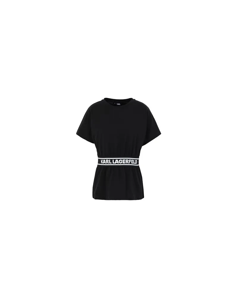 Karl Lagerfeld LOGO TAPE TOP  - TOPS - T-shirtsauf YOOX.COM Schwarz