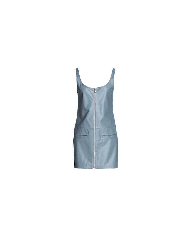 8 by Yoox LEATHER FRONT-ZIP MINI DRESS  - KLEIDER - Mini-Kleiderauf YOOX.COM Taubenblau