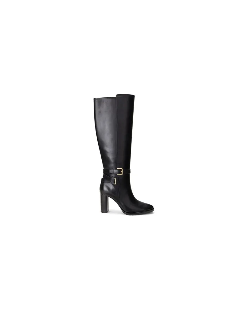 Ralph Lauren Manchester Burnished Leather Tall Boot  - SCHUHE - Stiefelauf YOOX.COM Schwarz