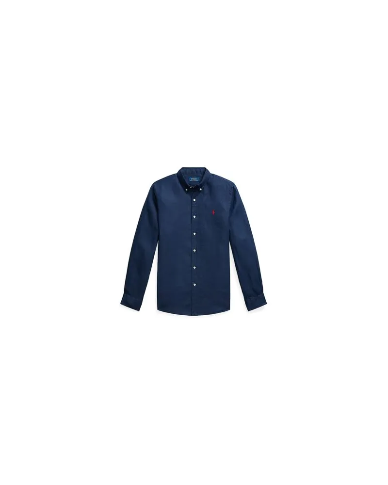 Ralph Lauren SLIM FIT LINEN SHIRT - TOPS - Hemdenauf YOOX.COM Marineblau