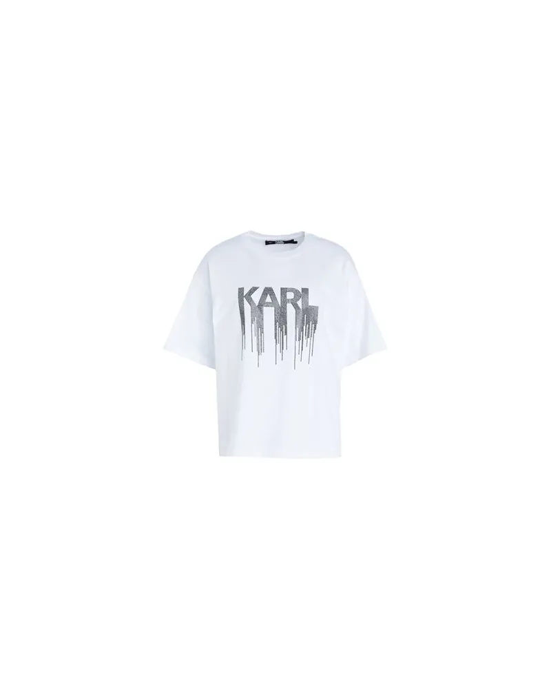 Karl Lagerfeld RHINESTONE T-SHIRT - TOPS - T-shirtsauf YOOX.COM Weiß