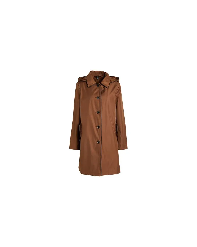 Ralph Lauren FAUX-LEATHER-TRIM HOODED COAT  - JACKEN & MÄNTEL - Jacken, Mäntel & Trenchcoatsauf YOOX.COM Braun