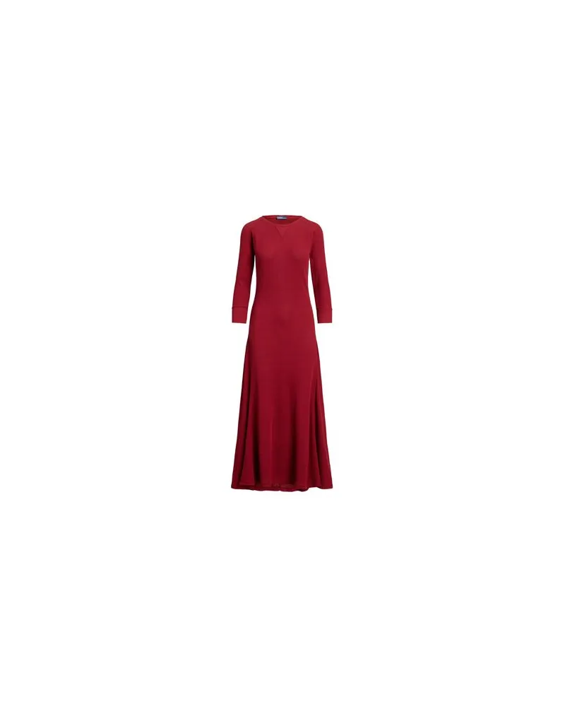 Ralph Lauren WAFFLE-KNIT COTTON CREWNECK DRESS  - KLEIDER - Maxi-Kleiderauf YOOX.COM Bordeaux