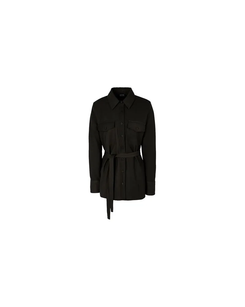 8 by Yoox BELTED SHIRT W/FRONT POCKETS  - TOPS - Hemdenauf YOOX.COM Schwarz