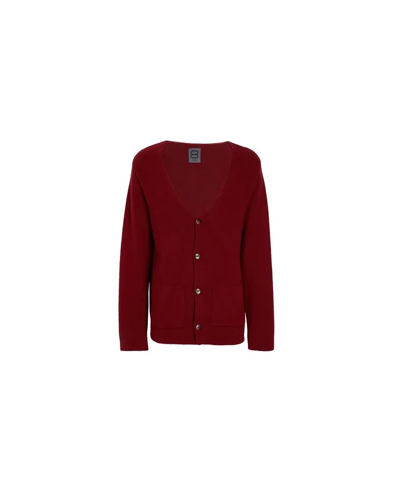 8 by Yoox WOOL BLEND PLAIN KNIT REGULAR FIT CARDIGAN - STRICKWAREN - Strickjackenauf YOOX.COM Bordeaux