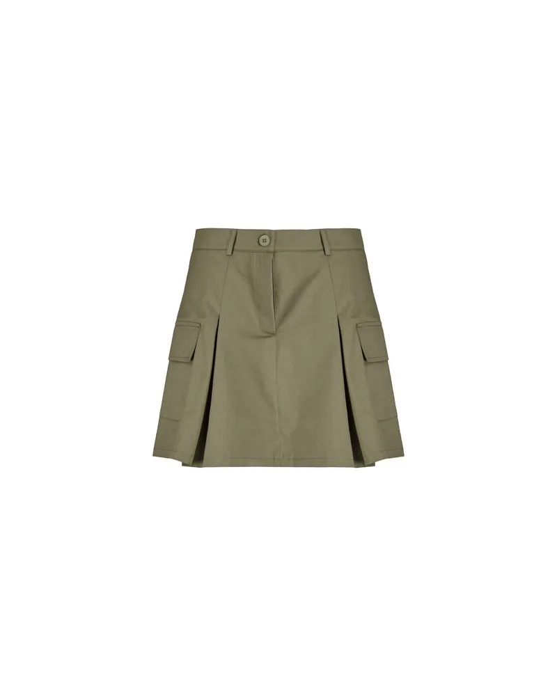 8 by Yoox COTTON PLEATED SKATER MINI SKIRT  - HOSEN & RÖCKE - Miniröckeauf YOOX.COM Militärgrün