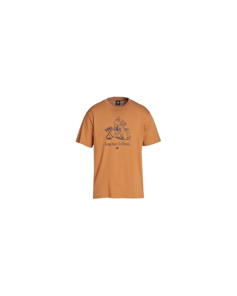 New Balance Essentials Cafe Grandpa Cotton Jersey T-Shirt   - TOPS - T-shirtsauf YOOX.COM Kamel