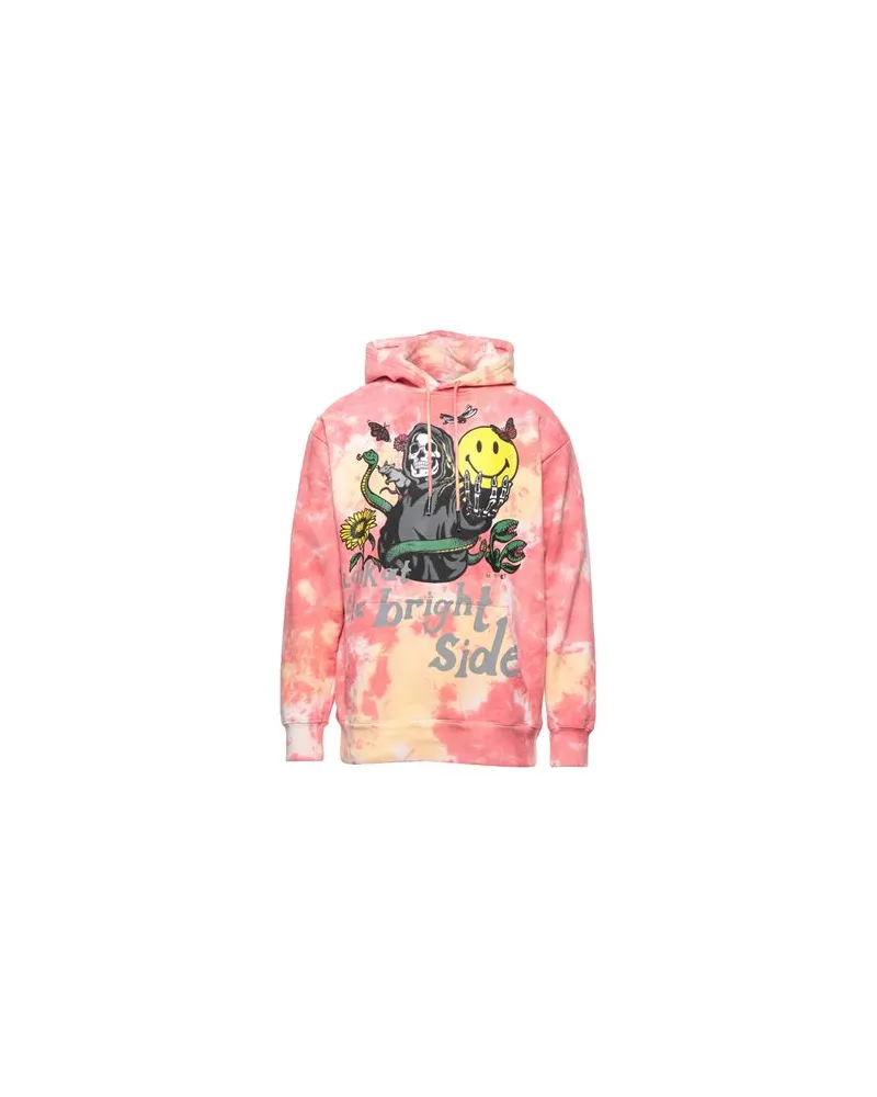 Market SMILEY LOOK AT THE BRIGHT SIDE PINK TIE-DYE HOODIE - TOPS - Sweatshirtsauf YOOX.COM Rosa