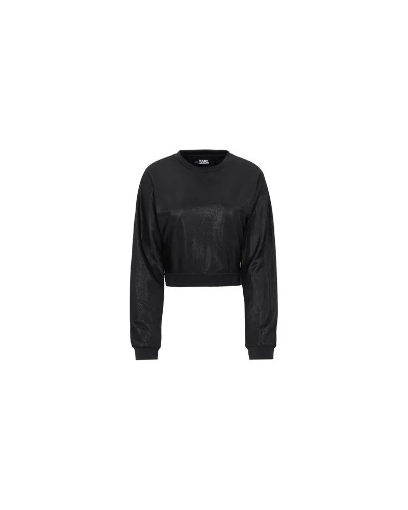 Karl Lagerfeld LAMÉ CROPPED SWEATSHIRT  - TOPS - T-shirtsauf YOOX.COM Schwarz