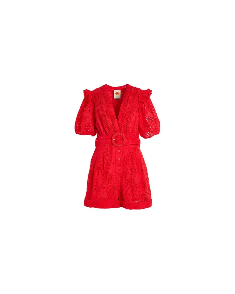 FARM Rio RED EYELETS ROMPER  - OVERALLS - Playsuitsauf YOOX.COM Rot