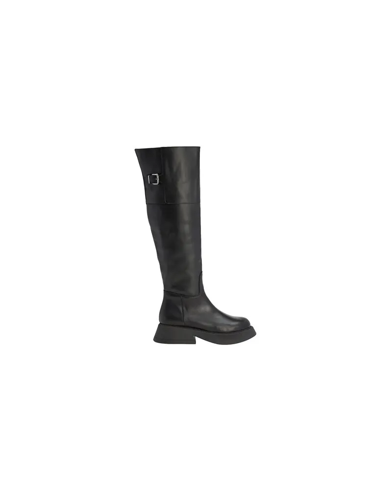 8 by Yoox LEATHER OVER-THE-KNEE BOOTS WITH BUCKLE - SCHUHE - Stiefelauf YOOX.COM Schwarz