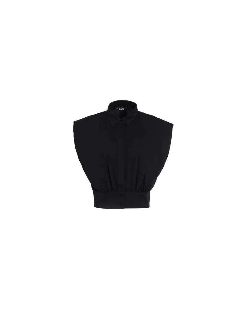 Karl Lagerfeld SHOULDER PAD TOP  - TOPS - Hemdenauf YOOX.COM Schwarz