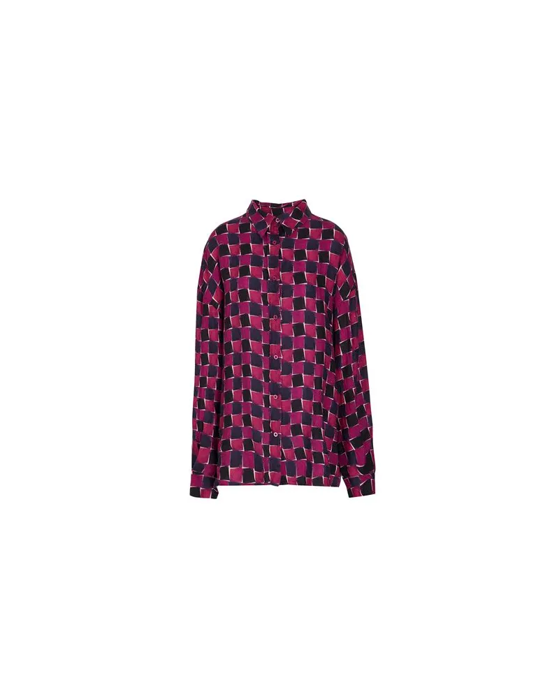 8 by Yoox PRINTED LINEN OVERSIZE SHIRT  - TOPS - Hemdenauf YOOX.COM Pflaume