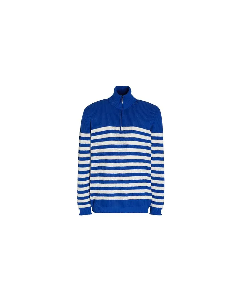 8 by Yoox HALF ZIP STRIPED JUMPER  - STRICKWAREN - Rollkragenpulloverauf YOOX.COM Königsblau