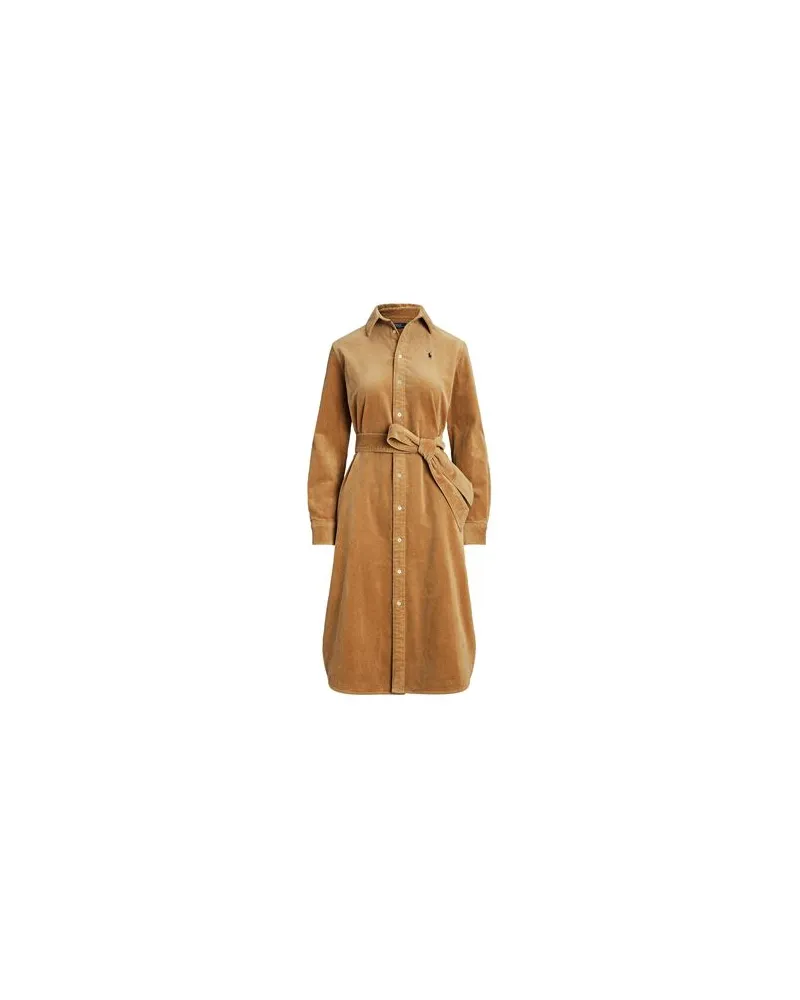 Ralph Lauren Belted Corduroy Shirtdress  - KLEIDER - Midi-Kleiderauf YOOX.COM Kamel