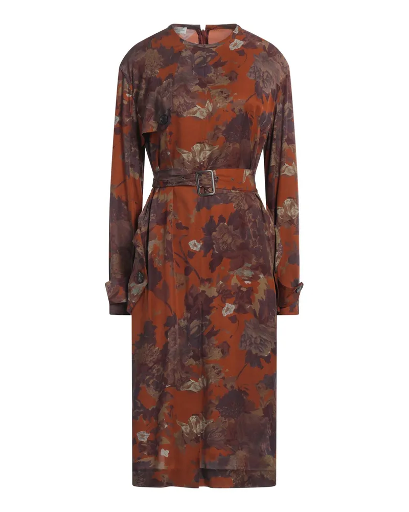 Dries van Noten Midi-Kleid Lederfarben