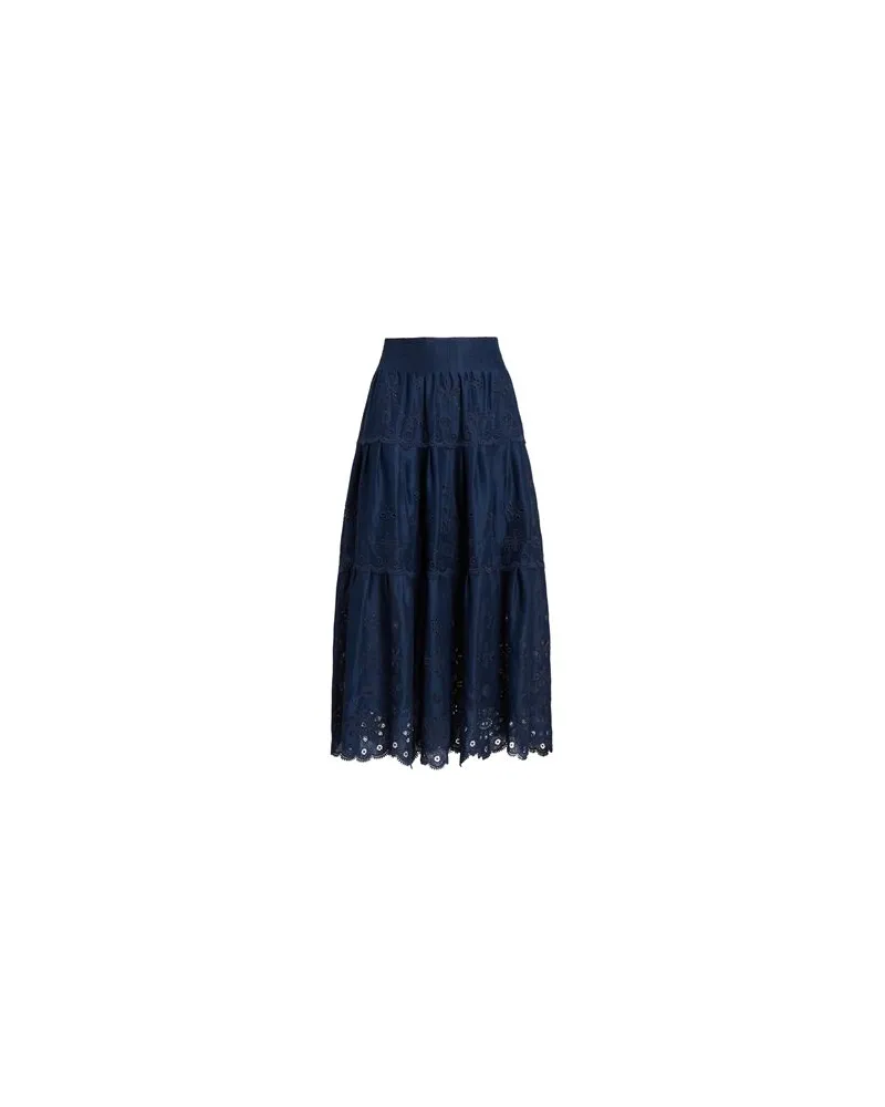 Ralph Lauren EYELET-EMBROIDERED TIERED LINEN SKIRT  - HOSEN & RÖCKE - Maxi-Röckeauf YOOX.COM Marineblau