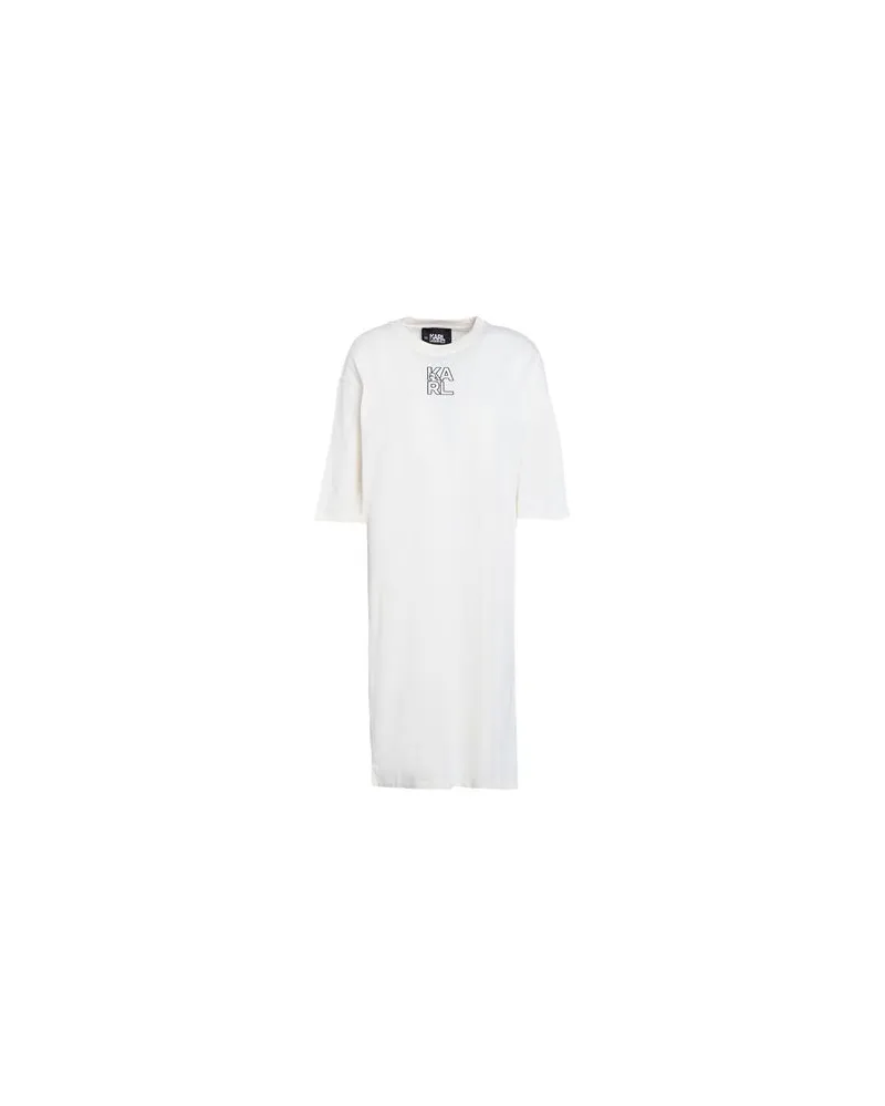 Karl Lagerfeld ATHLEISURE LONG T-SHIRT DRESS  - KLEIDER - Mini-Kleiderauf YOOX.COM Elfenbein