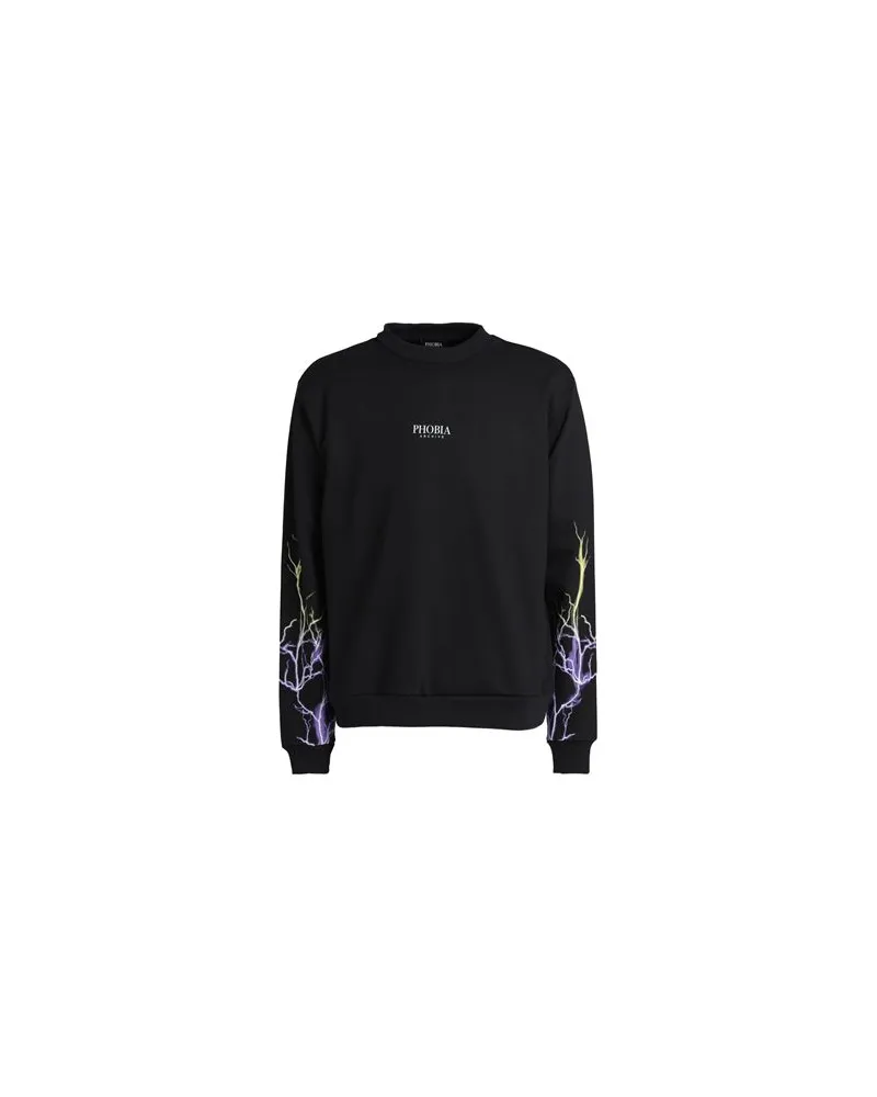 Phobia Archive CREWNECK WITH PURPLE AND YELLOW LIGHTNING   - TOPS - Sweatshirtsauf YOOX.COM Schwarz