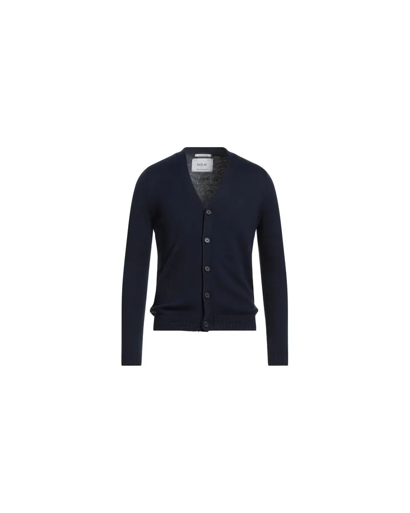 Replay PREMIUM SELECTION - STRICKWAREN - Strickjackenauf YOOX.COM Marineblau