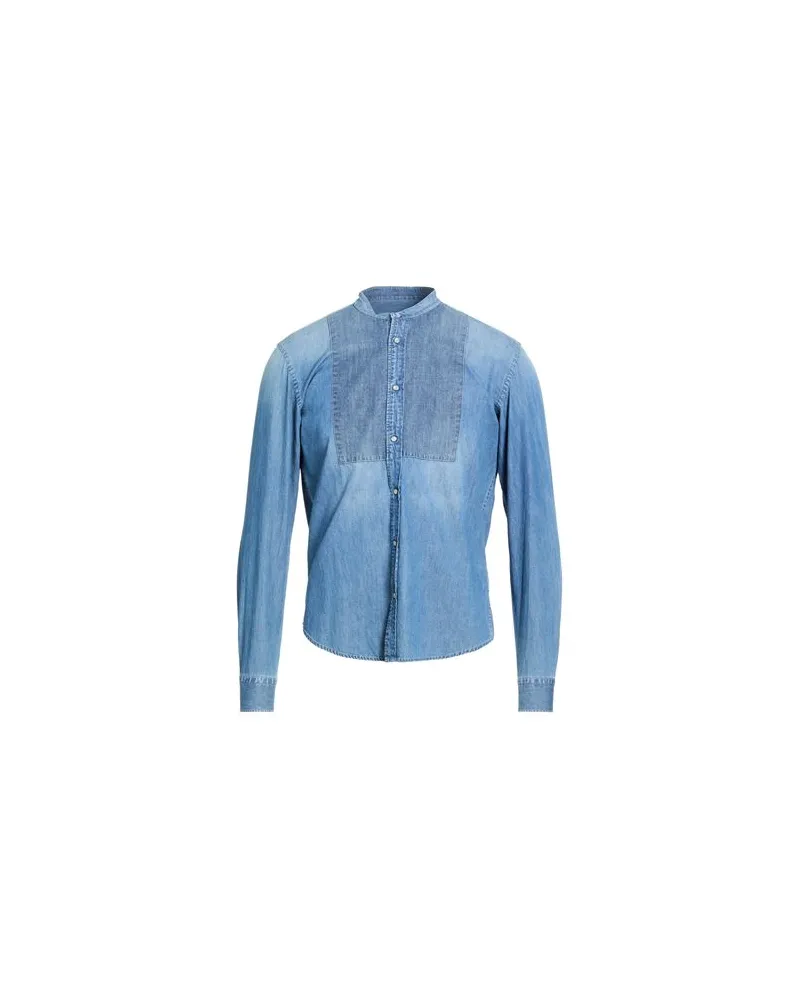 DISTRETTO12 TOPS - Jeanshemdenauf YOOX.COM Blau