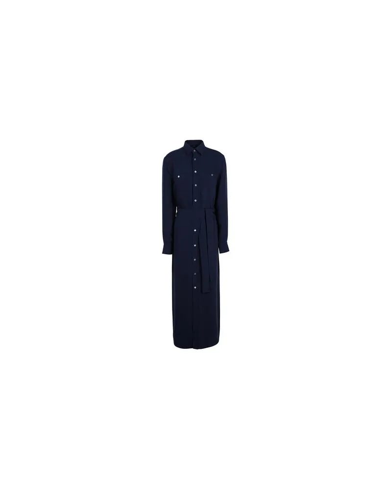 Ralph Lauren Crepe Shirtdress   - KLEIDER - Maxi-Kleiderauf YOOX.COM Nachtblau
