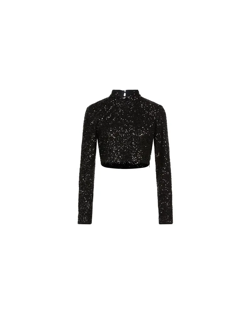 Frame Denim CROPPED SEQUIN TOP - TOPS - Topsauf YOOX.COM Schwarz