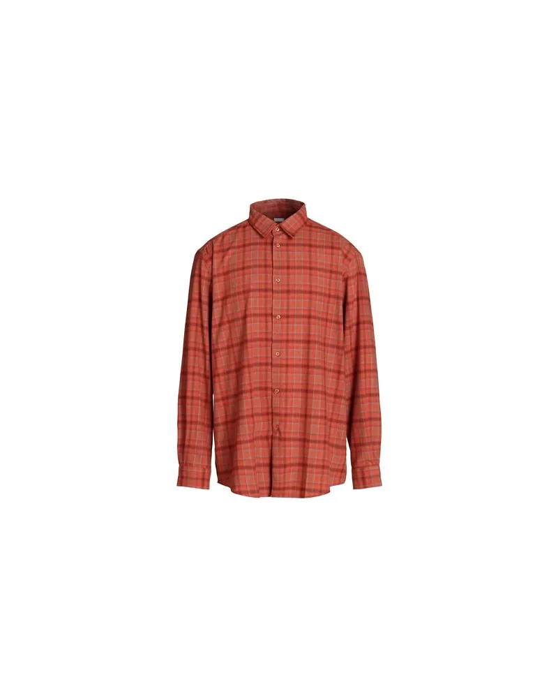 8 by Yoox VISCOSE CHECKS OVER-SIZE SHIRT - TOPS - Hemdenauf YOOX.COM Rostrot