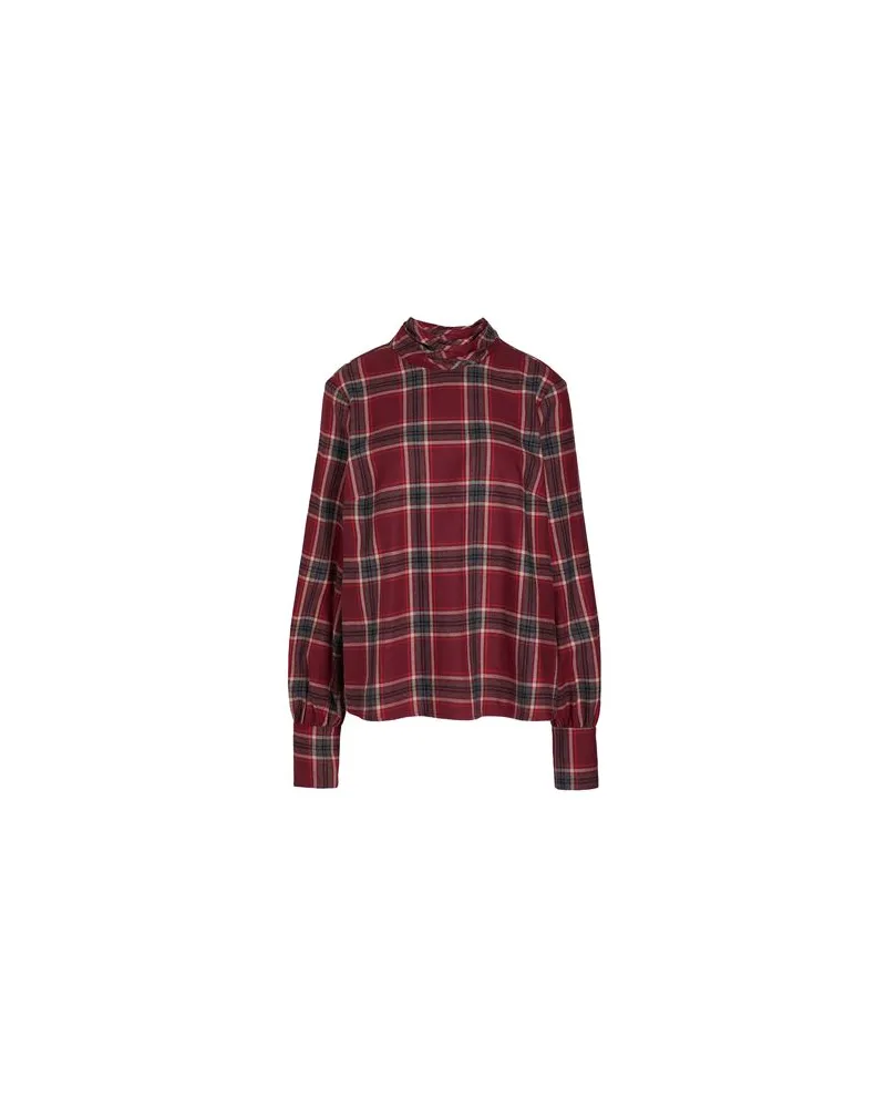 8 by Yoox CHECK NECK-TIE BLOUSE  - TOPS - Topsauf YOOX.COM Bordeaux