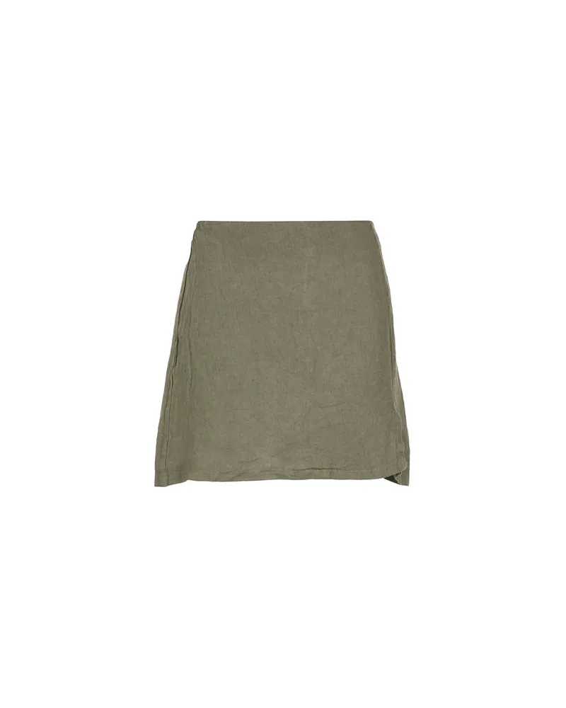 8 by Yoox LINEN FRONT SLIT MINI SKIRT  - HOSEN & RÖCKE - Miniröckeauf YOOX.COM Militärgrün