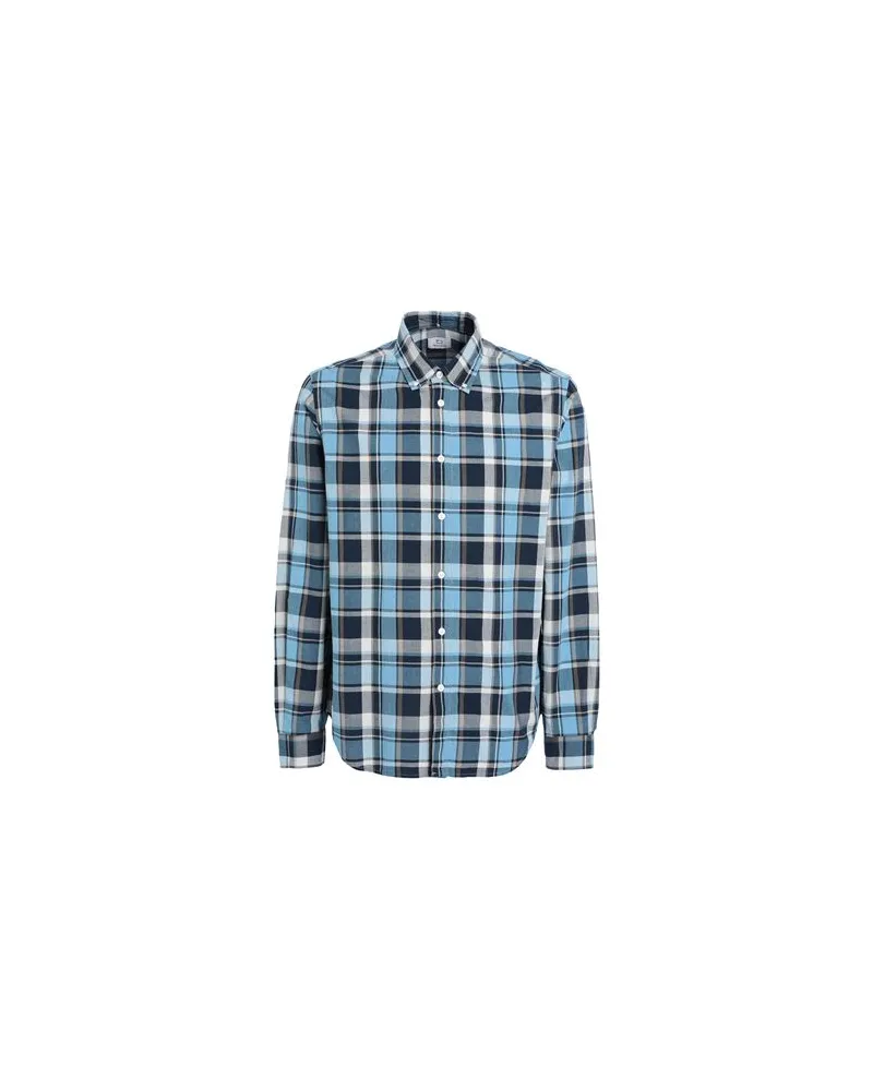 Woolrich POPLIN MADRAS SHIRT   - TOPS - Hemdenauf YOOX.COM Blau