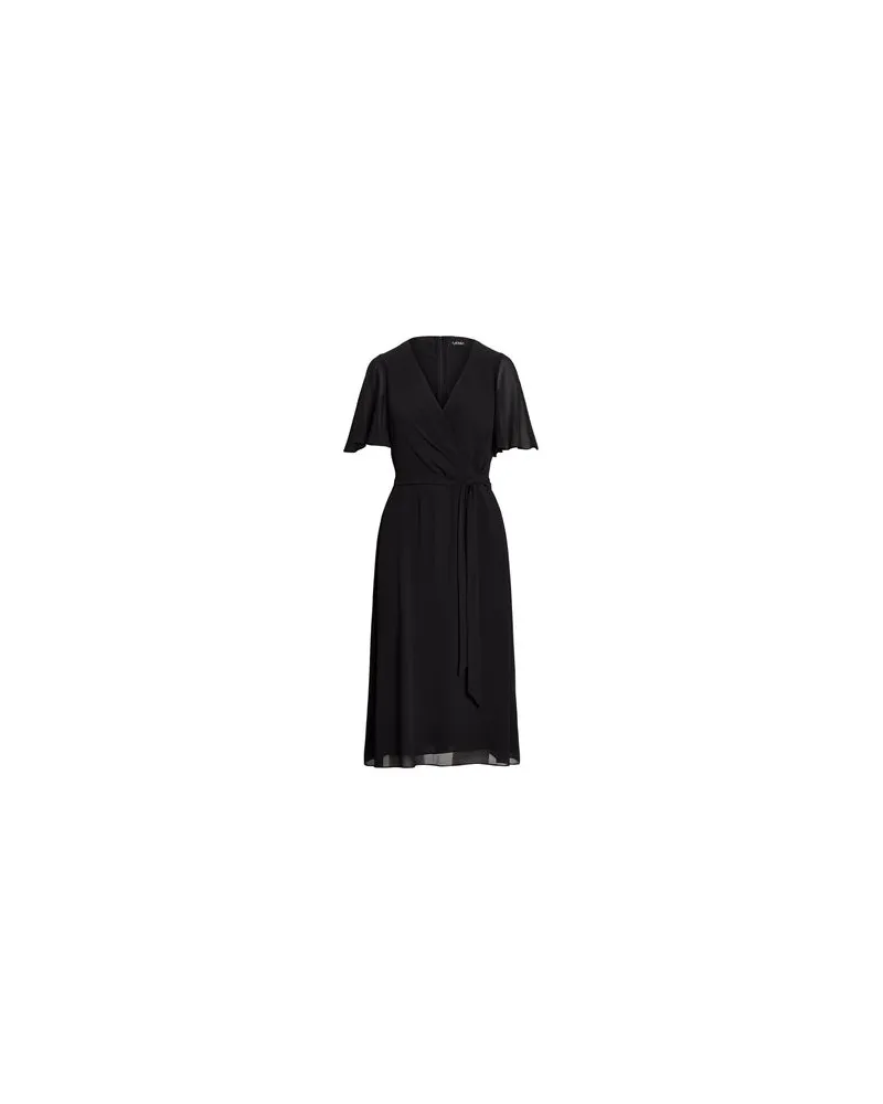 Ralph Lauren BELTED GEORGETTE DRESS  - KLEIDER - Midi-Kleiderauf YOOX.COM Schwarz