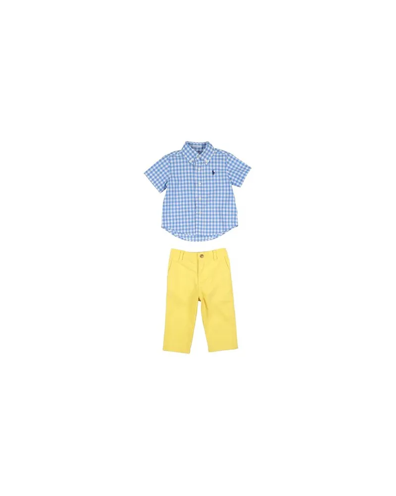 Ralph Lauren Gingham Poplin Shirt & Chino Pant Set  - NEUGEBORENE - Babykleidung-Setsauf YOOX.COM Azurblau